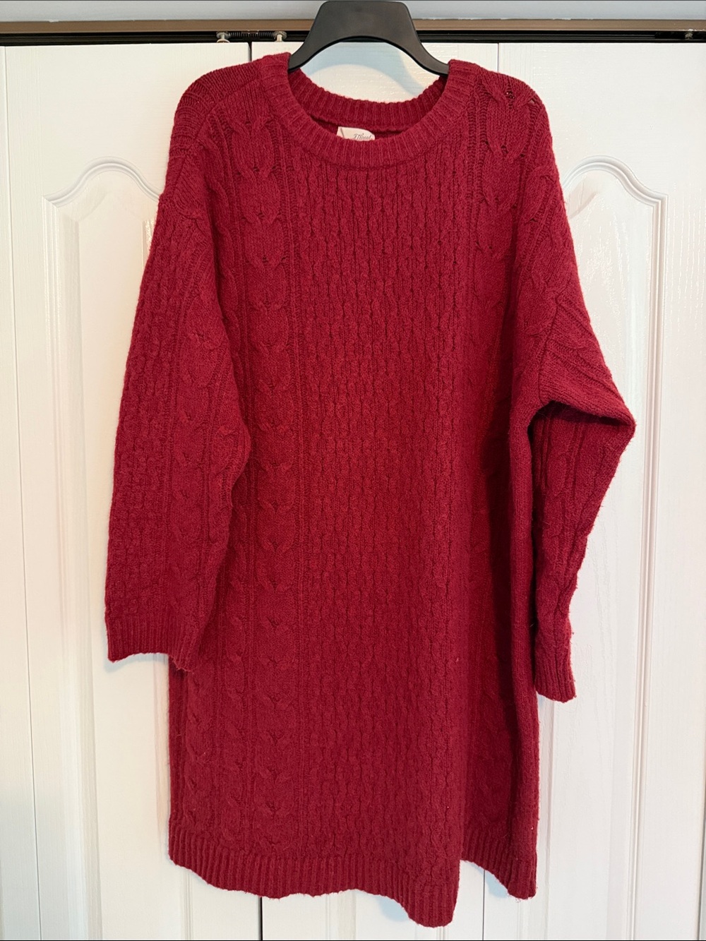 Universal Thread Cable Knit Sweater Dress in Cranberry Red